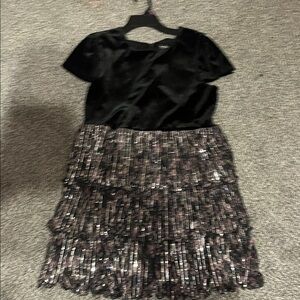 Black and Silver Sequin Dress